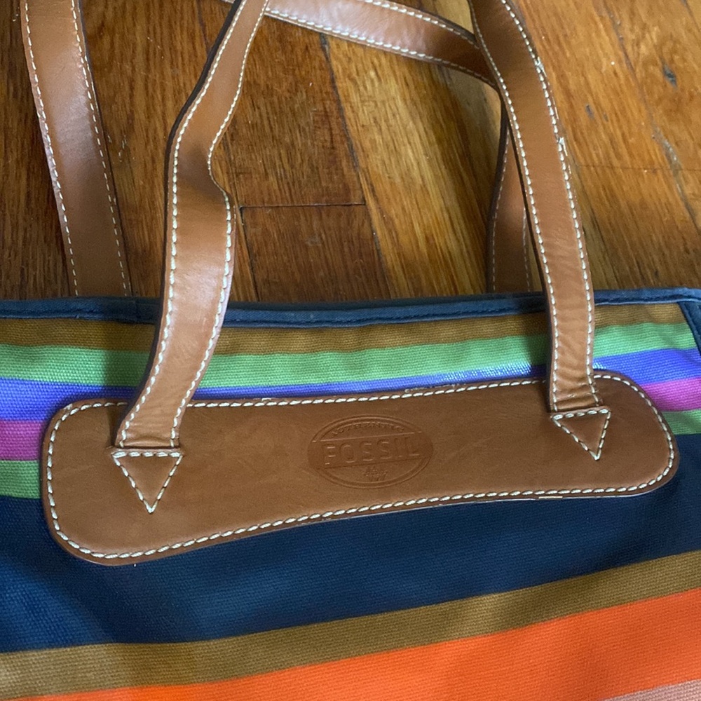 Fossil Coated Lined Canvas Multicolored Striped T… - image 2